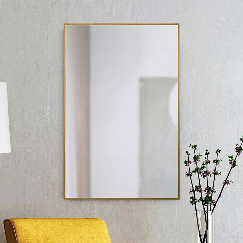 Image 1 Renwil Raydon Iron Satin Brass Wall Mirror 24 x 36 x 0.5