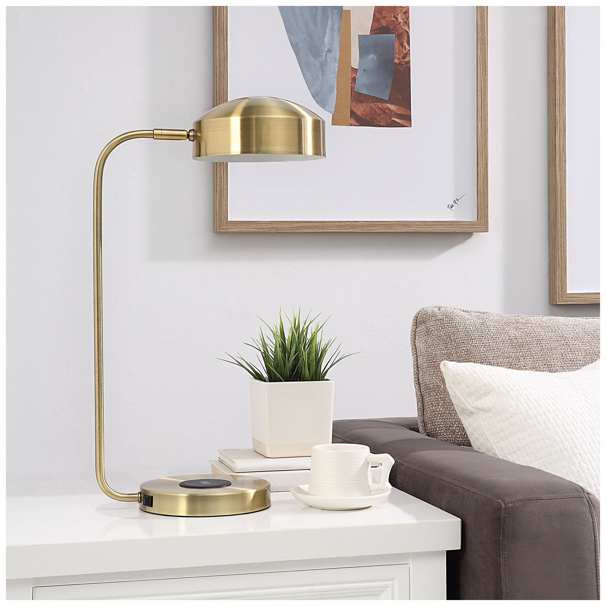 Image 4 Renwil Riesco Antique Brushed Brass Table Lamp more views