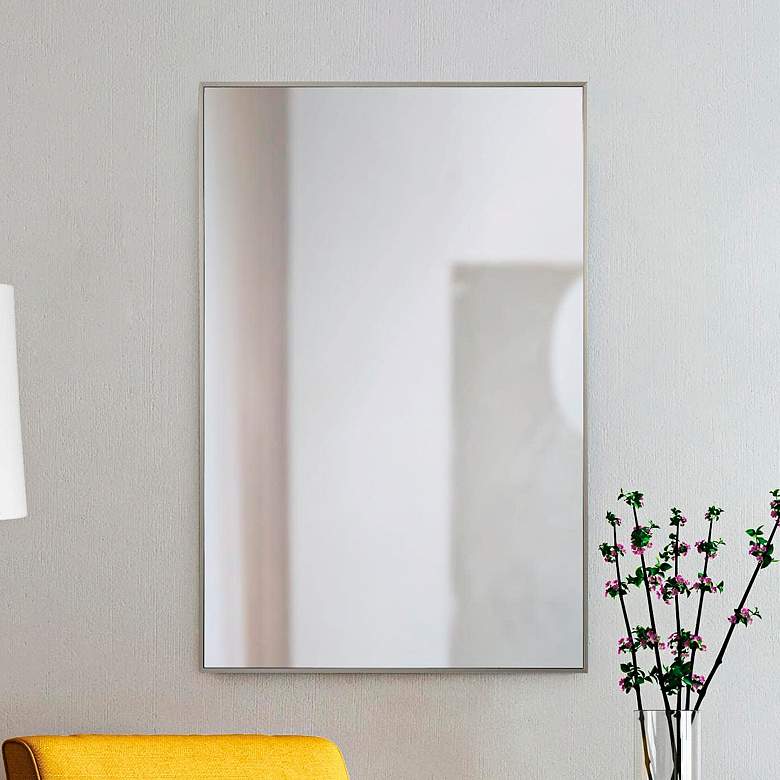 Image 1 Renwil Roderick Iron Satin Nickel Wall Mirror 24 x 36 x 0.5