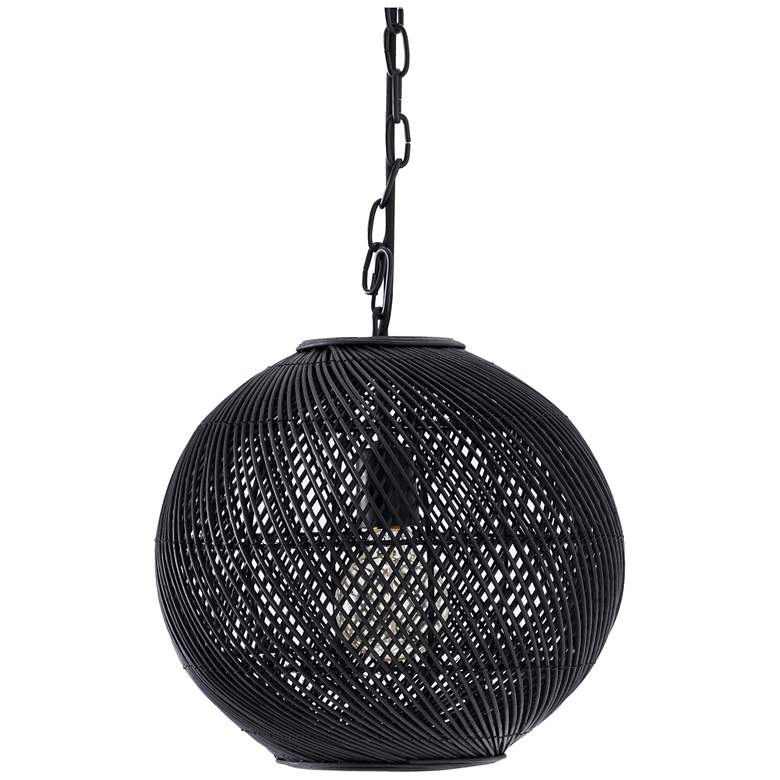 Image 1 Renwil Romika Rattan Matte Black Ceiling Fixture Dia-12.5x12"H