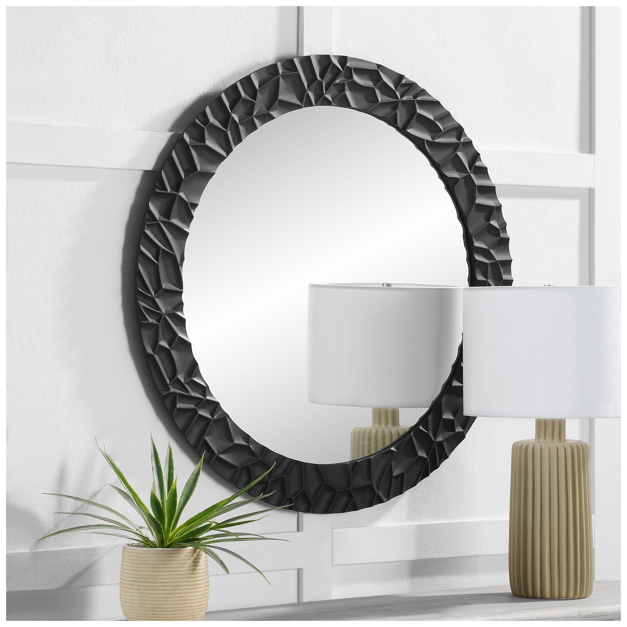 Image 2 Renwil Tolima 35.5" Tall Round Wall Mirror, Black more views