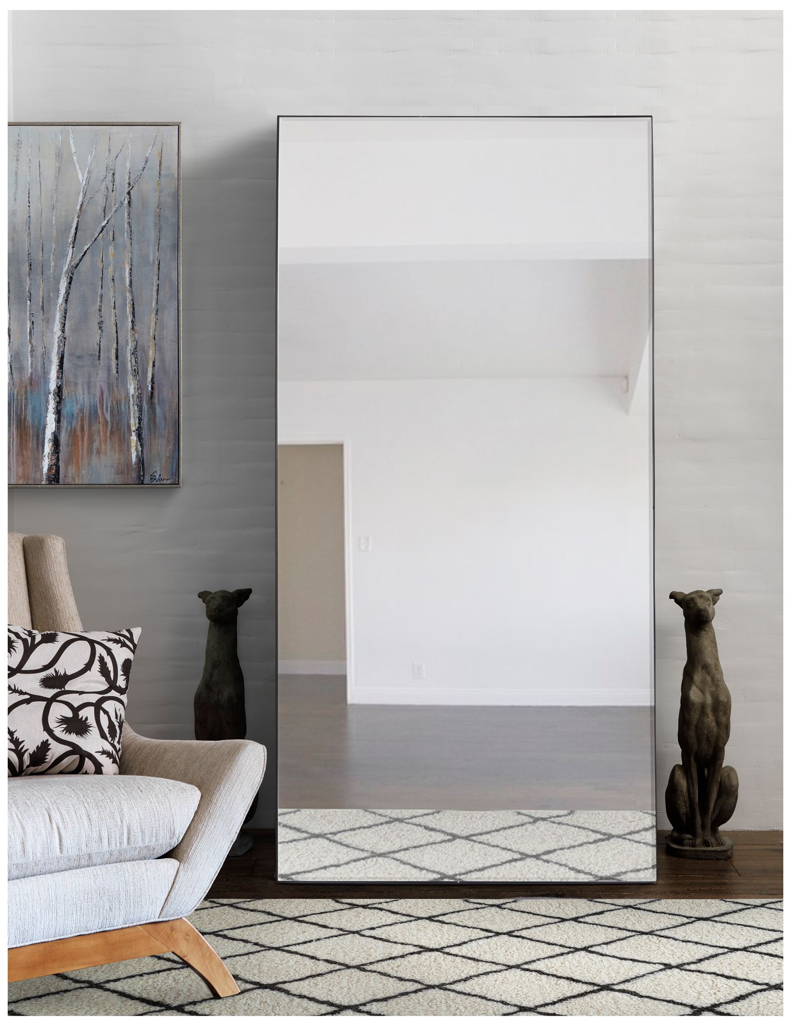 Image 2 Renwil Trilo 60" Tall Rectangle Full Length Mirror, Black more views