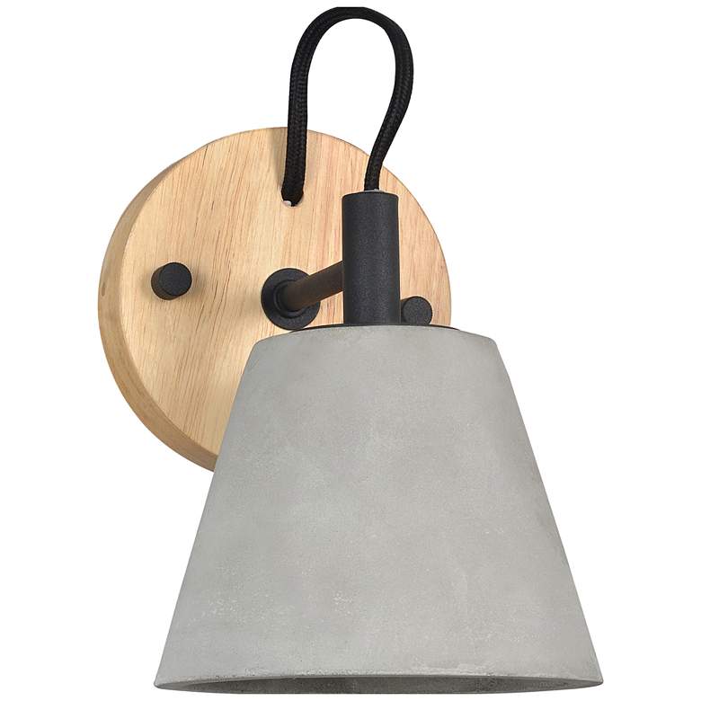Image 1 Renwil Turtle Bay Grey Concrete and Rubber Wood Wall Sconce 6x8x7"