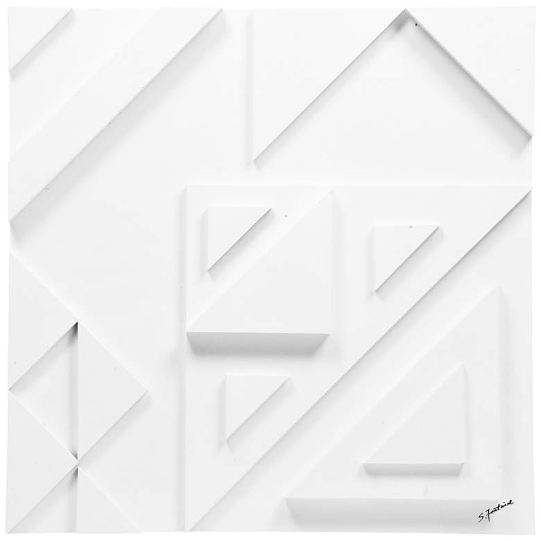 Image 1 Renwil Vector III 24" Square White Wood Geometric Modern Wall Art