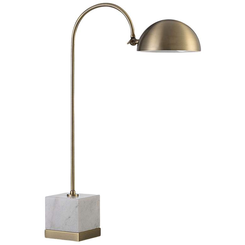Image 1 Renwil Volos 27" Brass Modern Dome Shade Arc Desk or Table Lamp