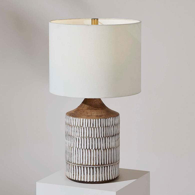 Image 1 Renwil Wickes 24" High Mango White Wash Concrete Table Lamp