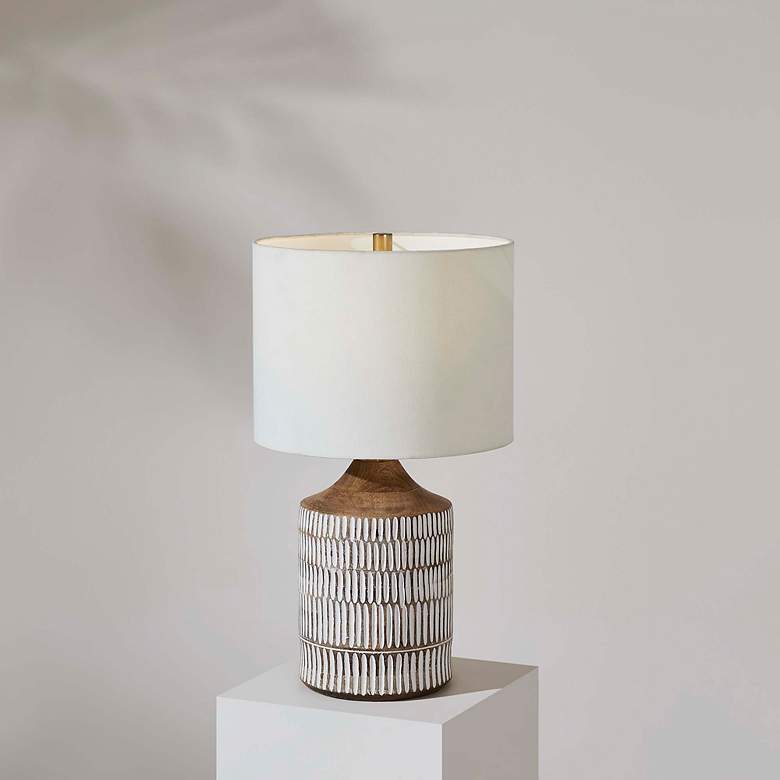 Image 5 Renwil Wickes 24" High Mango White Wash Concrete Table Lamp more views
