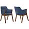 Renzo Blue Fabric Dining Side Chairs Set of 2