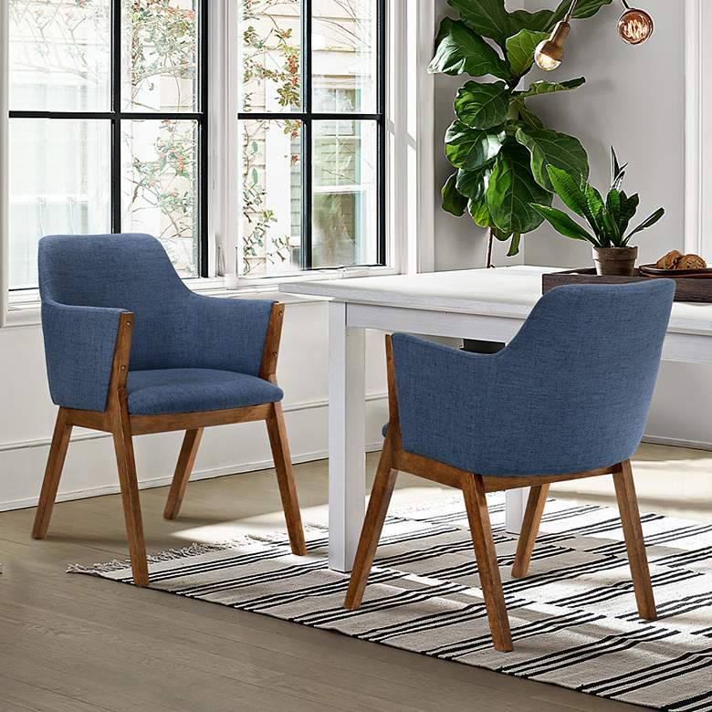 Image 1 Renzo Blue Fabric Dining Side Chairs Set of 2
