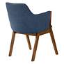 Renzo Set of 2 Dining Side Chairs in Blue Fabric and Walnut Wood