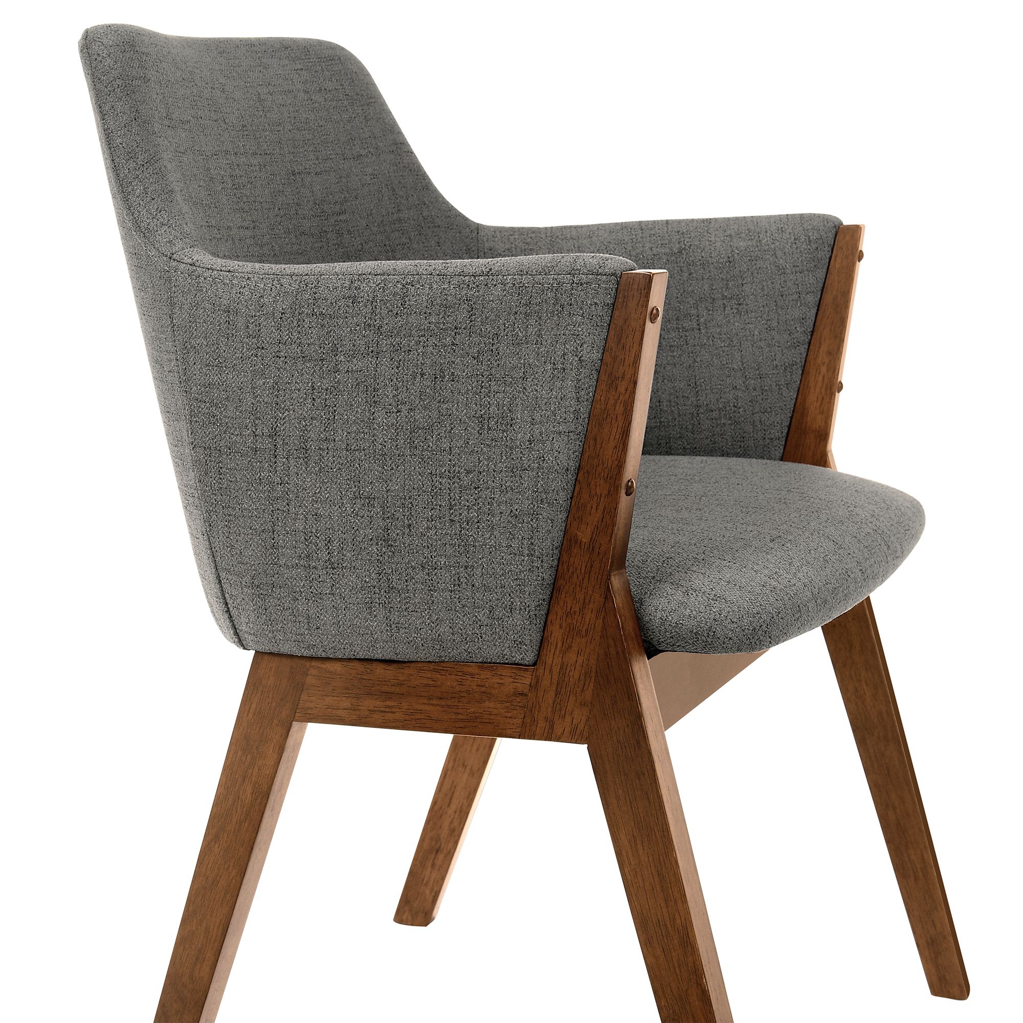 Image 6 Renzo Set of 2 Dining Side Chairs in Charcoal Fabric and Walnut Wood more views