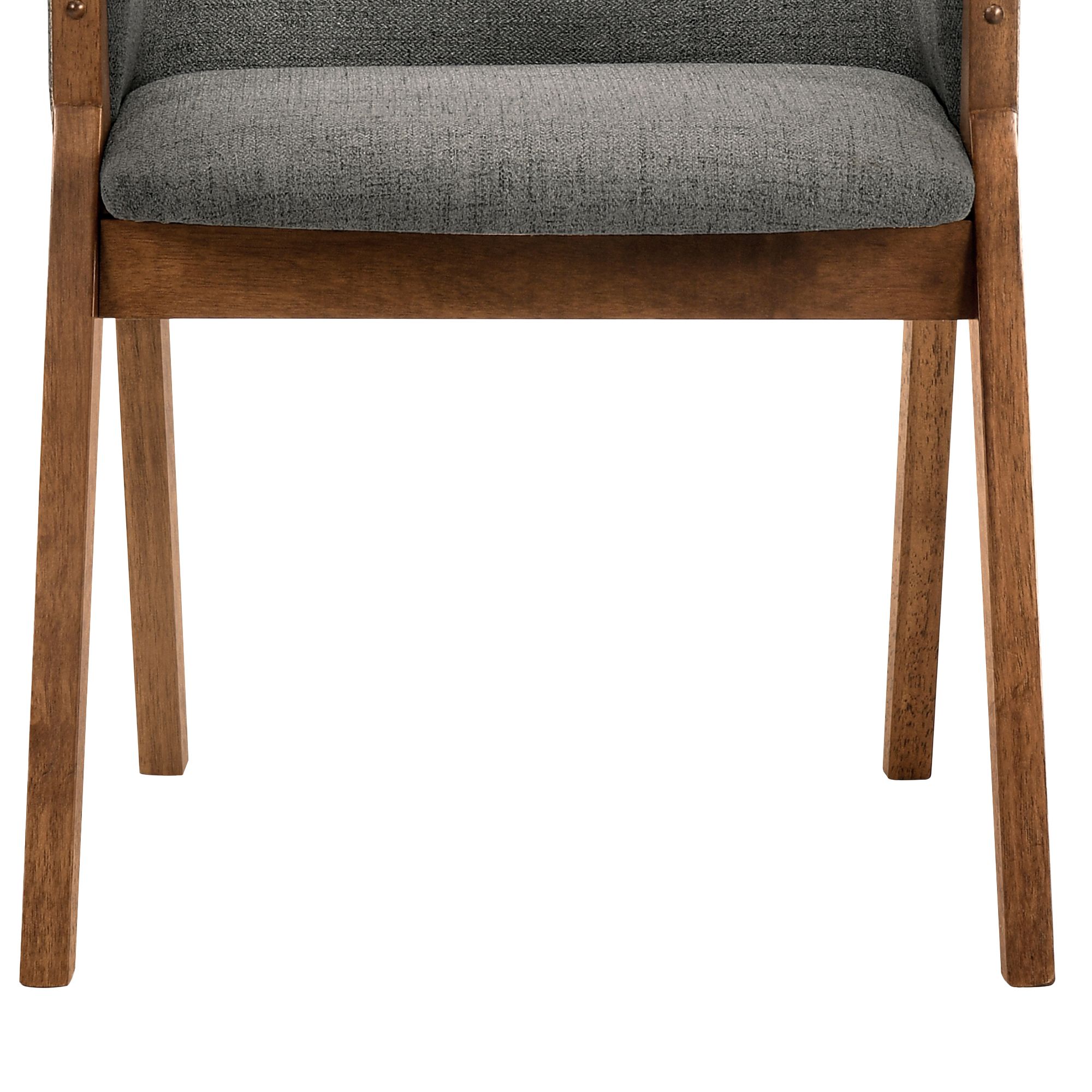 Renzo Set of 2 Dining Side Chairs in Charcoal Fabric and Walnut Wood