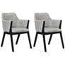 Renzo Set of 2 Dining Side Chairs in Light Gray Fabric and Black Wood