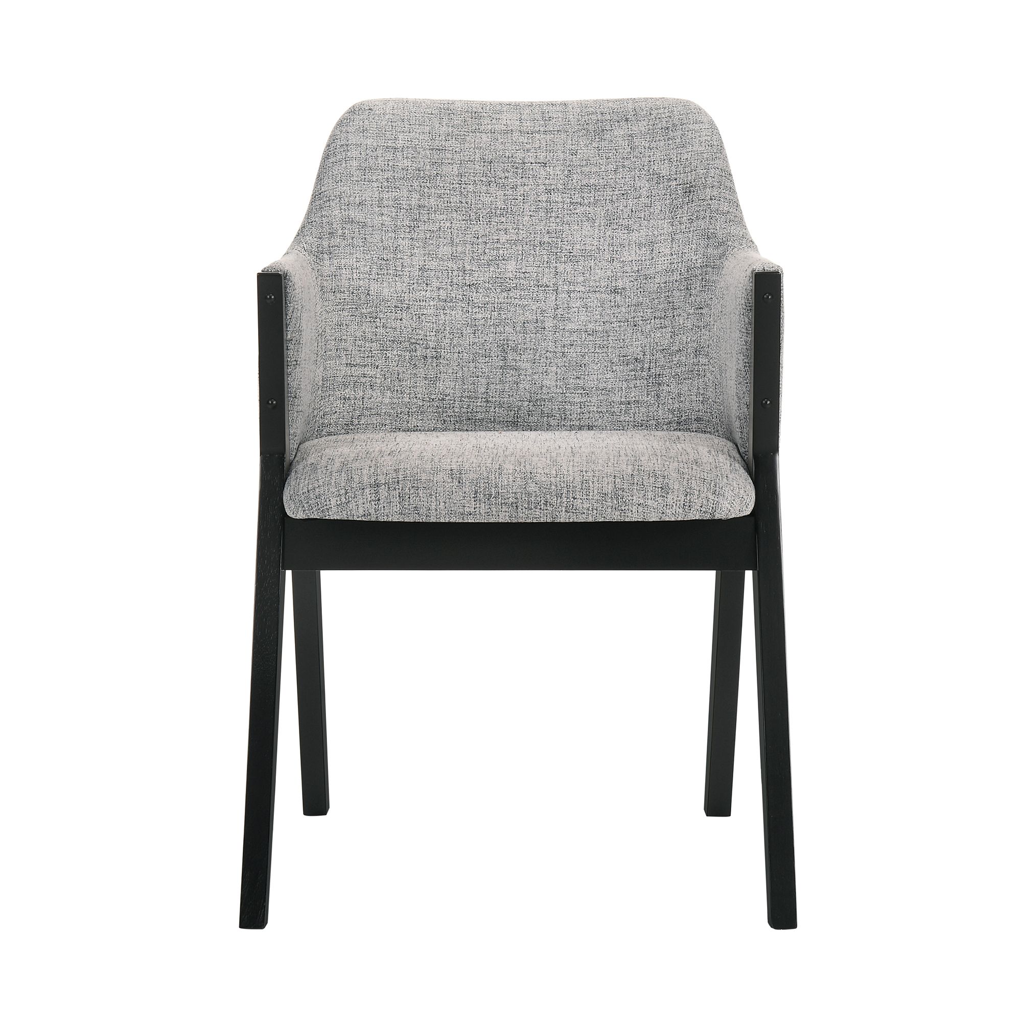 Image 4 Renzo Set of 2 Dining Side Chairs in Light Gray Fabric and Black Wood more views
