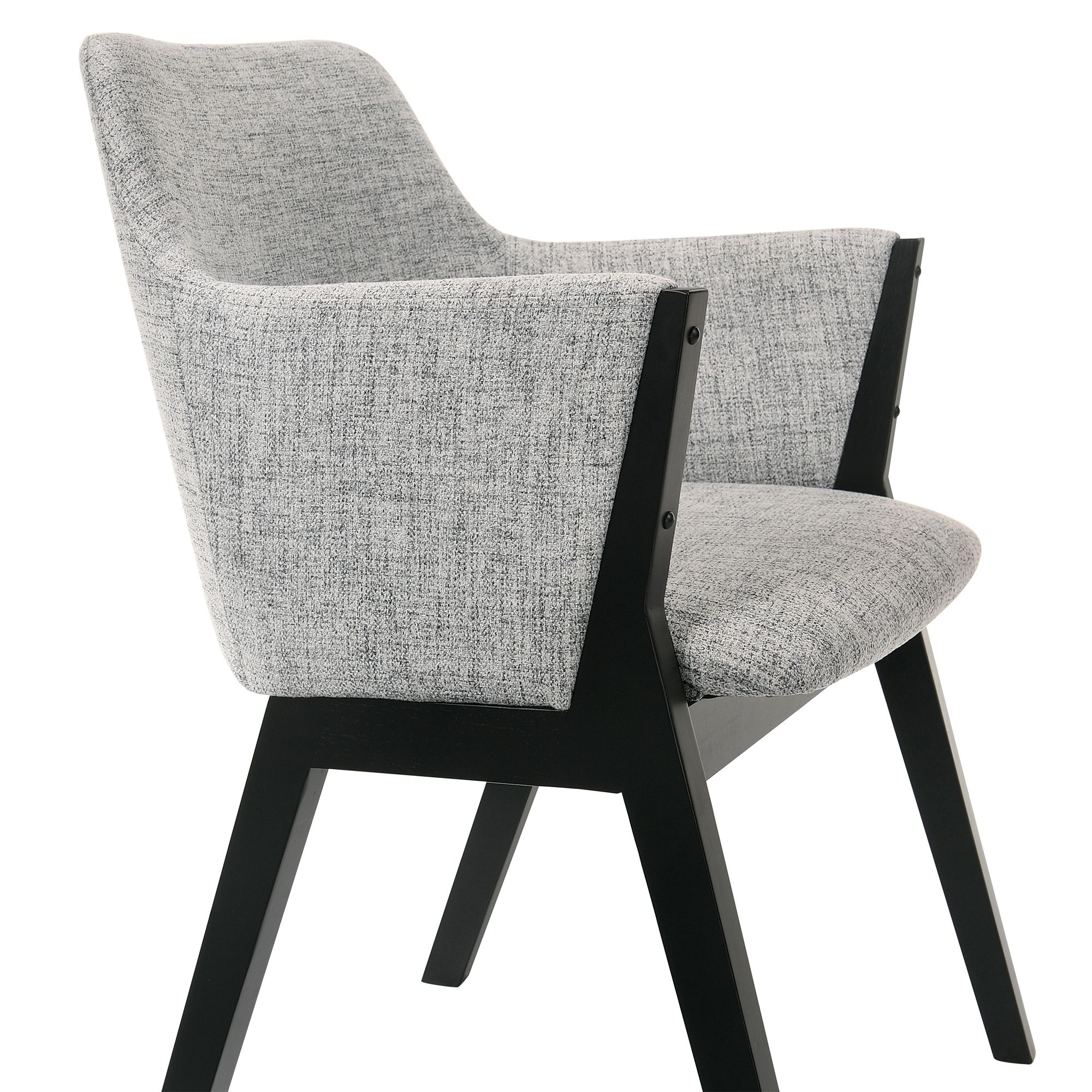 Image 6 Renzo Set of 2 Dining Side Chairs in Light Gray Fabric and Black Wood more views