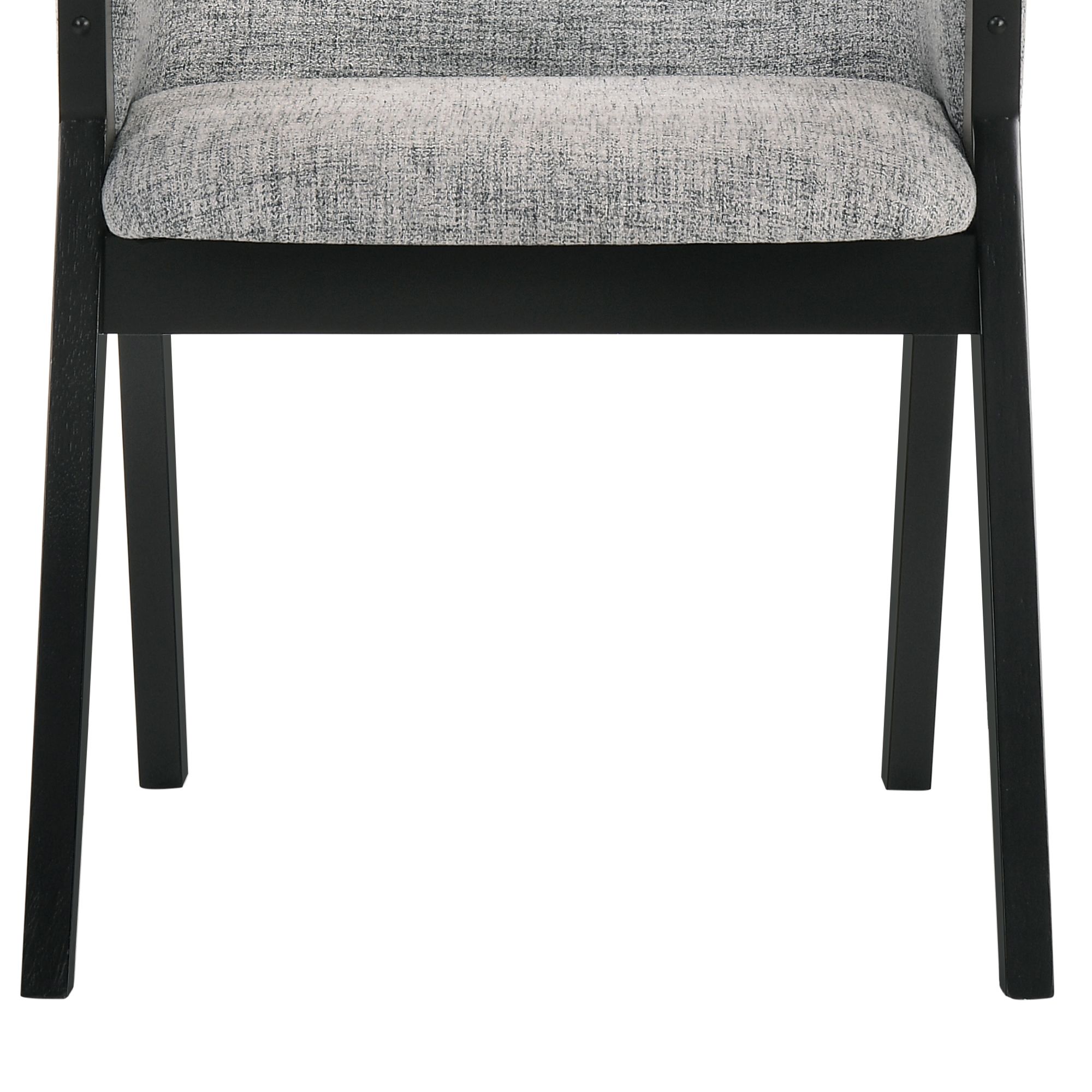Renzo Set of 2 Dining Side Chairs in Light Gray Fabric and Black Wood