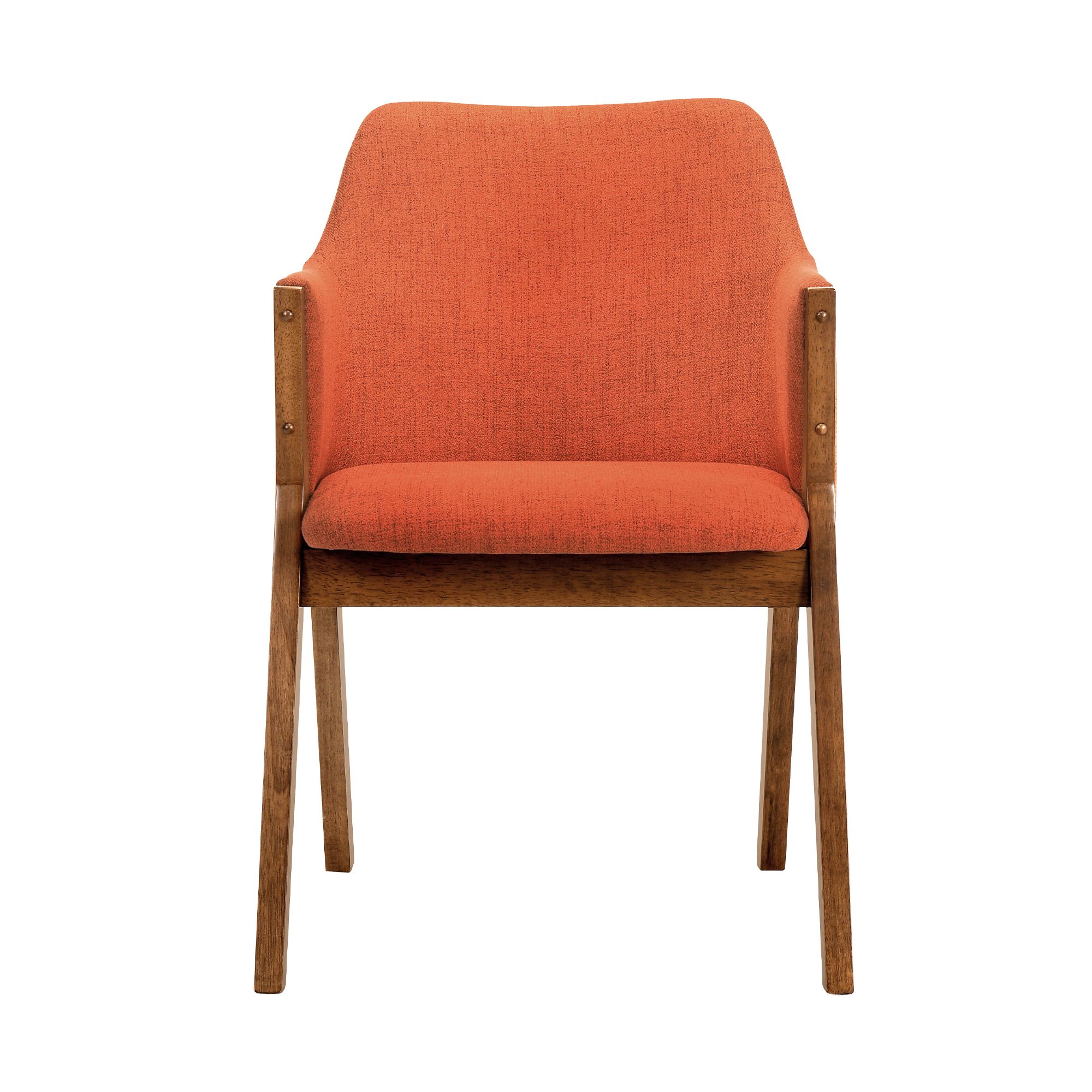 Image 4 Renzo Set of 2 Dining Side Chairs in Orange Fabric and Walnut Wood more views