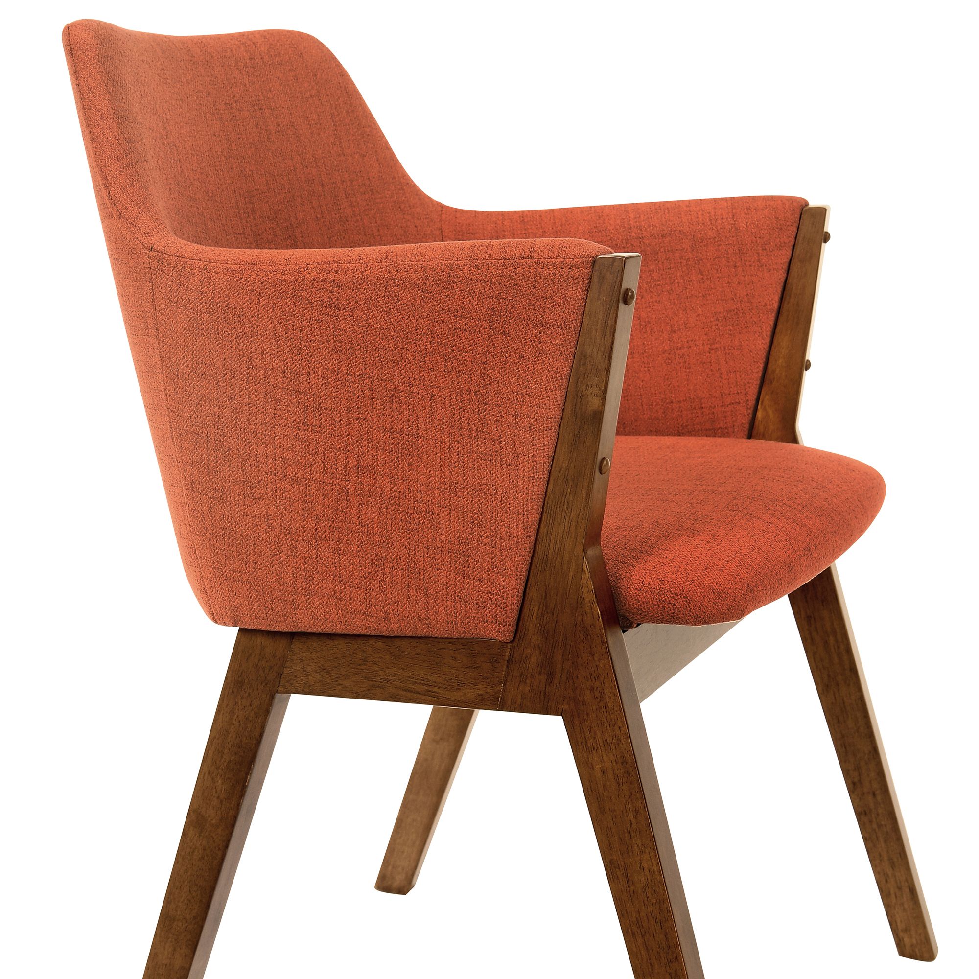 Image 6 Renzo Set of 2 Dining Side Chairs in Orange Fabric and Walnut Wood more views