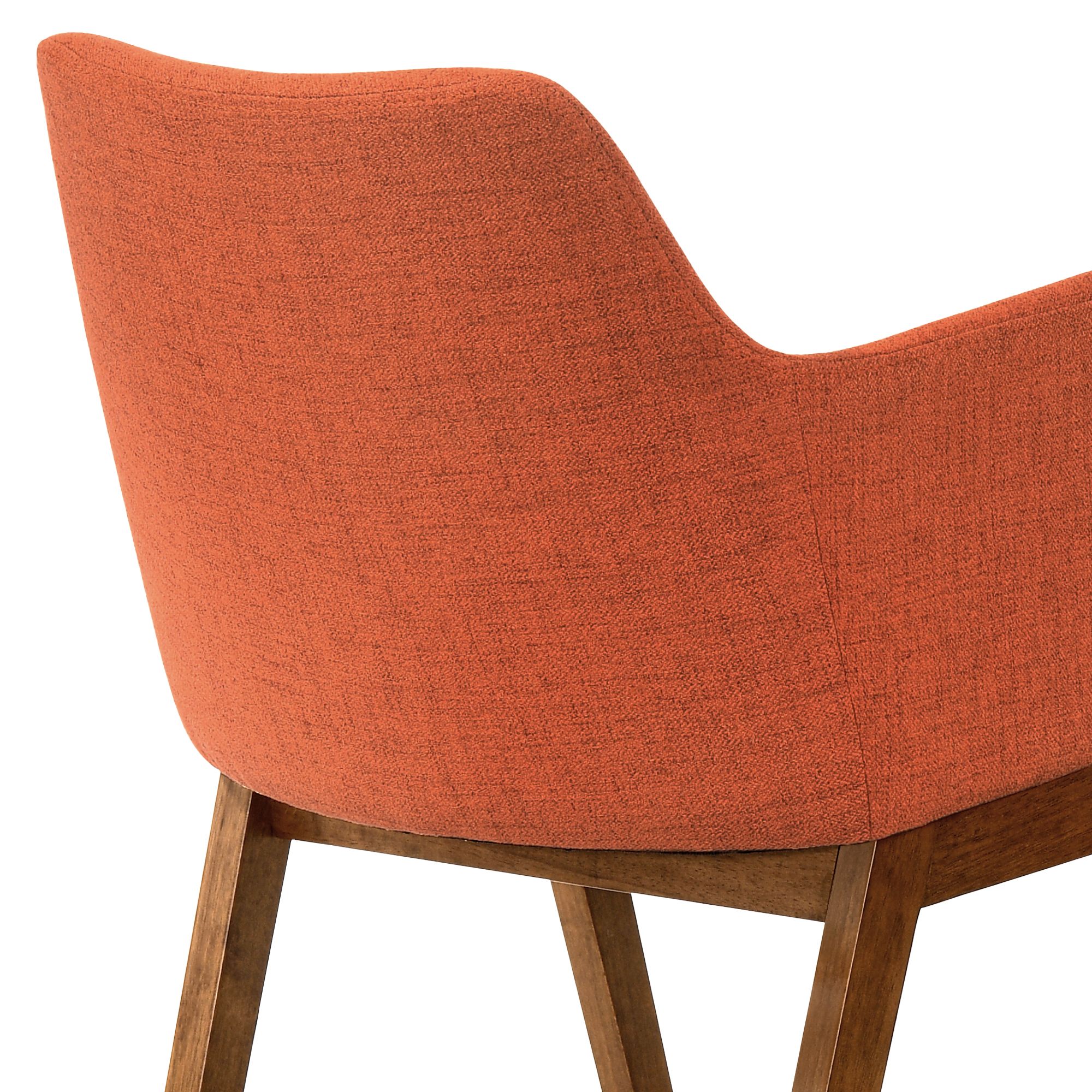 Image 7 Renzo Set of 2 Dining Side Chairs in Orange Fabric and Walnut Wood more views