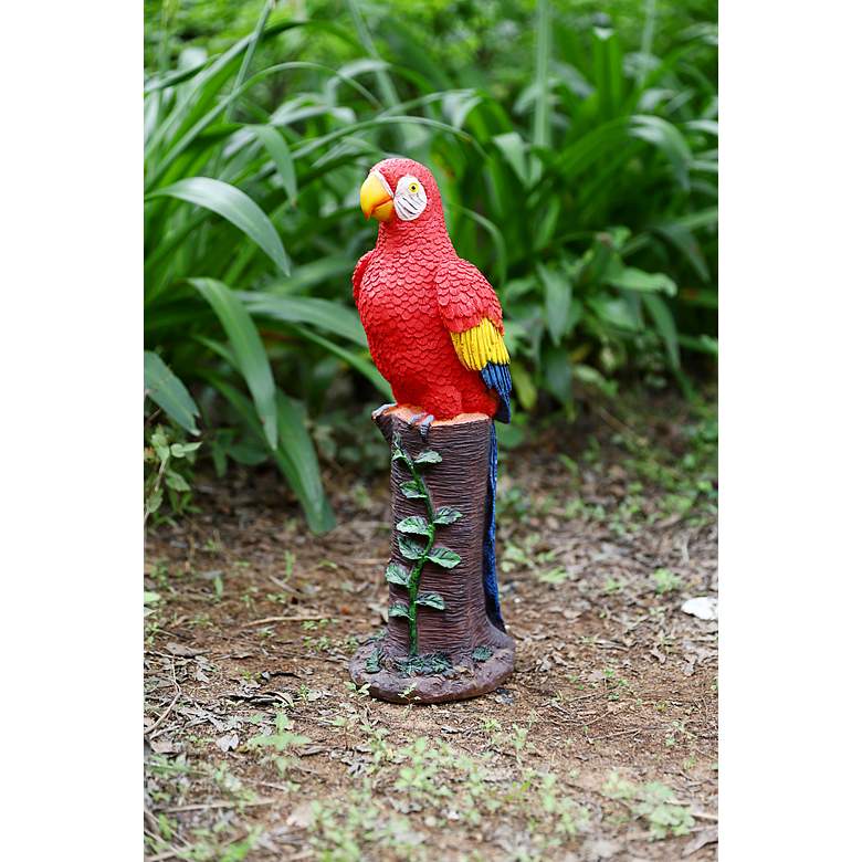 Image 3 Repeat 20"H Red Brown Outdoor Parrot Statue with Spotlight more views