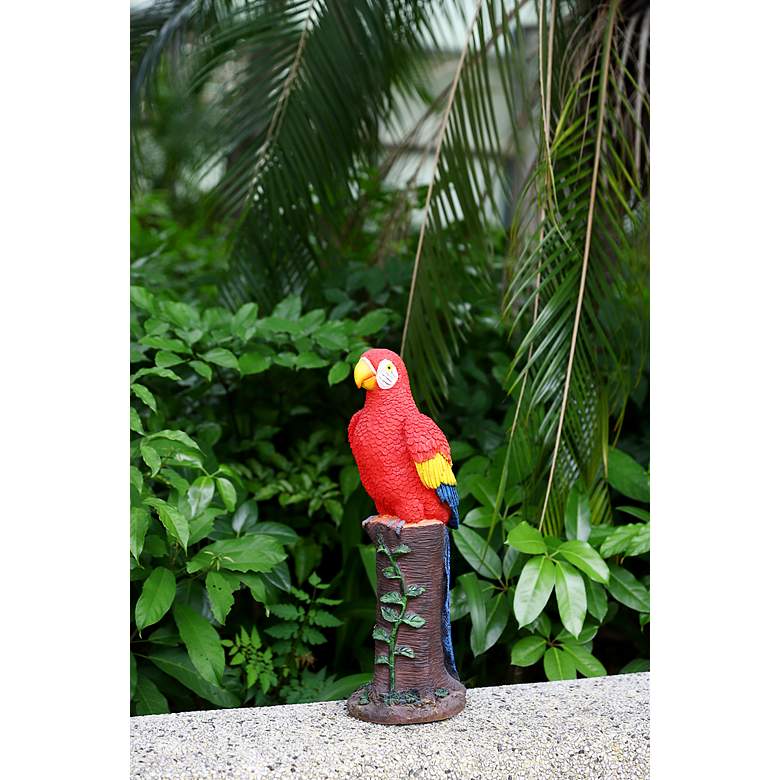 Image 4 Repeat 20"H Red Brown Outdoor Parrot Statue with Spotlight more views