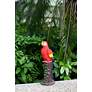Repeat 20"H Red Brown Outdoor Parrot Statue with Spotlight