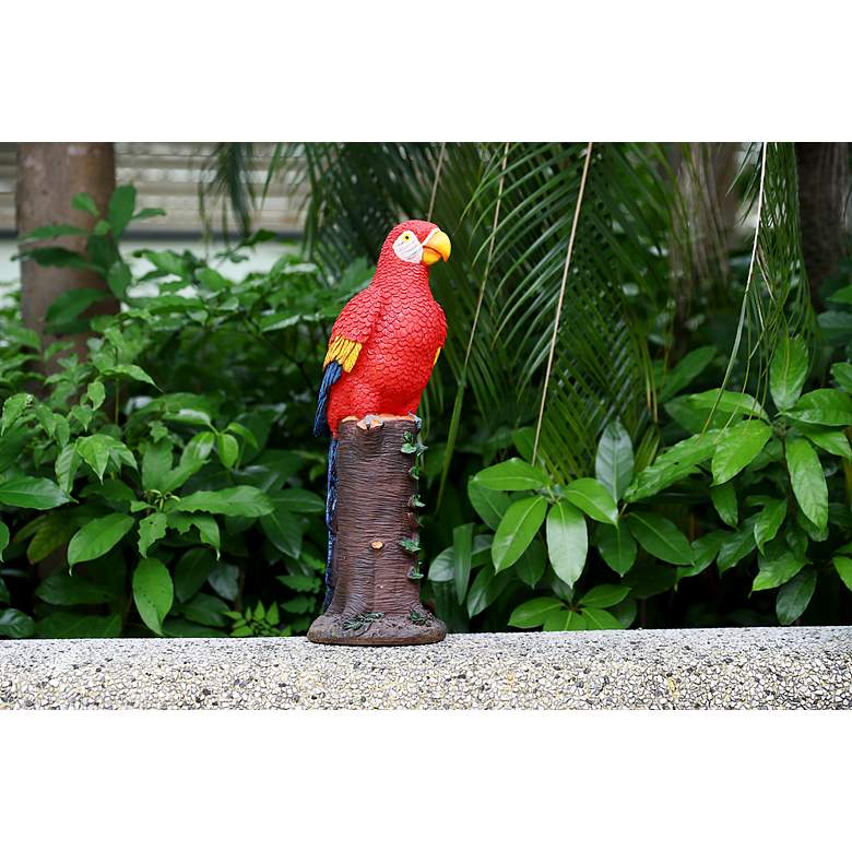 Image 5 Repeat 20"H Red Brown Outdoor Parrot Statue with Spotlight more views