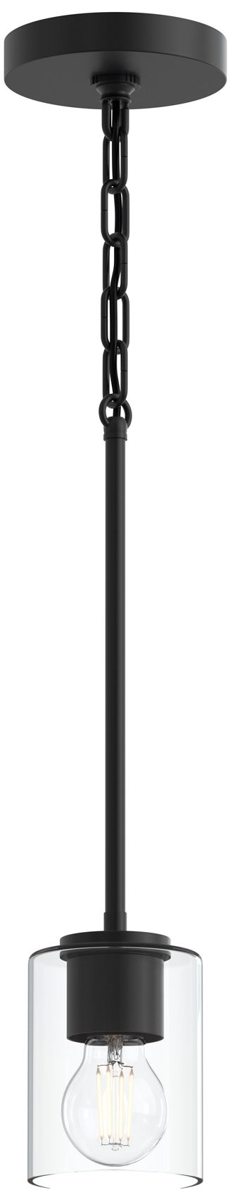 Replay Collection 1-Light Black Mini-Pendant with Clear Glass Shade