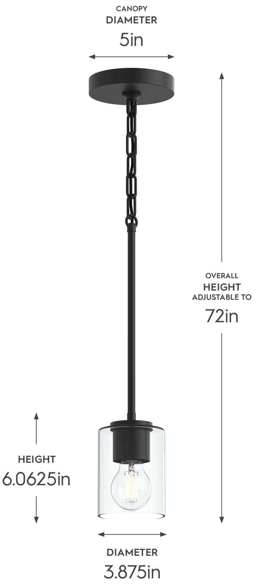 Image 5 Replay Collection 1-Light Black Mini-Pendant with Clear Glass Shade more views