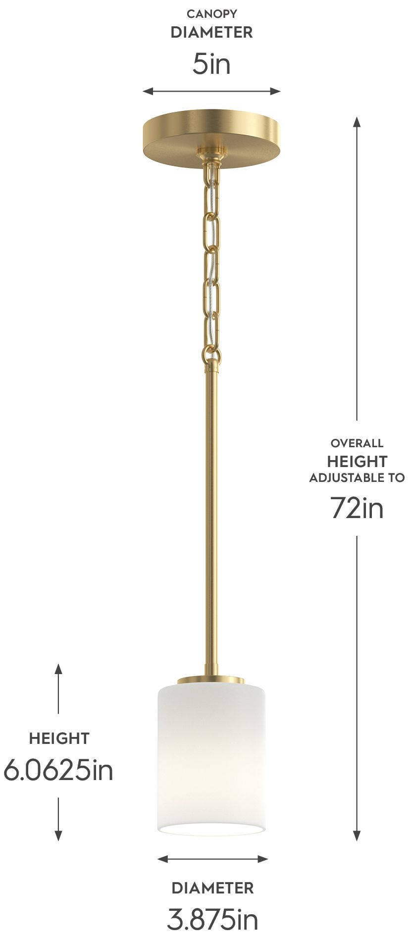 Image 5 Replay Collection 1-Light Brushed Gold Mini-Pendant with Etched Glass Shade more views