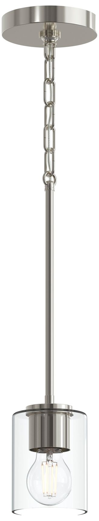 Replay Collection 1-Light Polished Nickel Mini-Pendant w/Clear Glass Shade