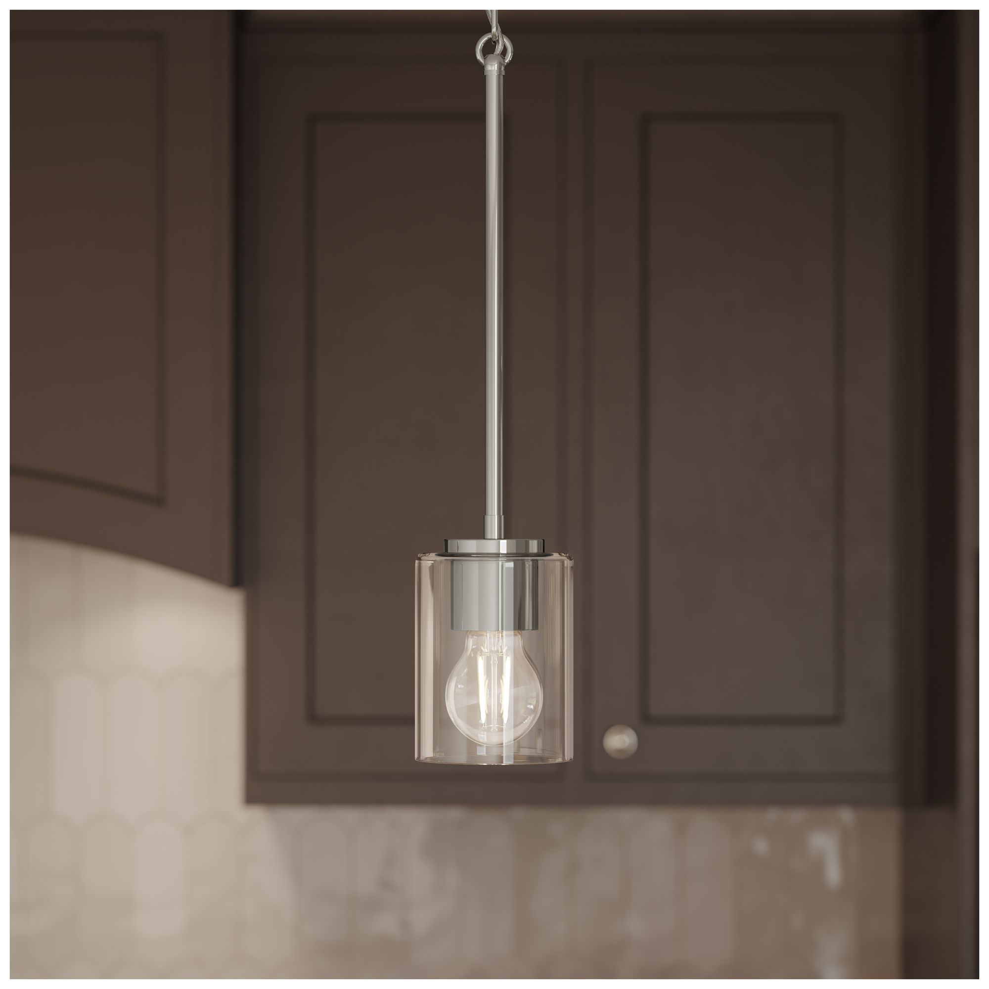 Image 2 Replay Collection 1-Light Polished Nickel Mini-Pendant w/Clear Glass Shade more views