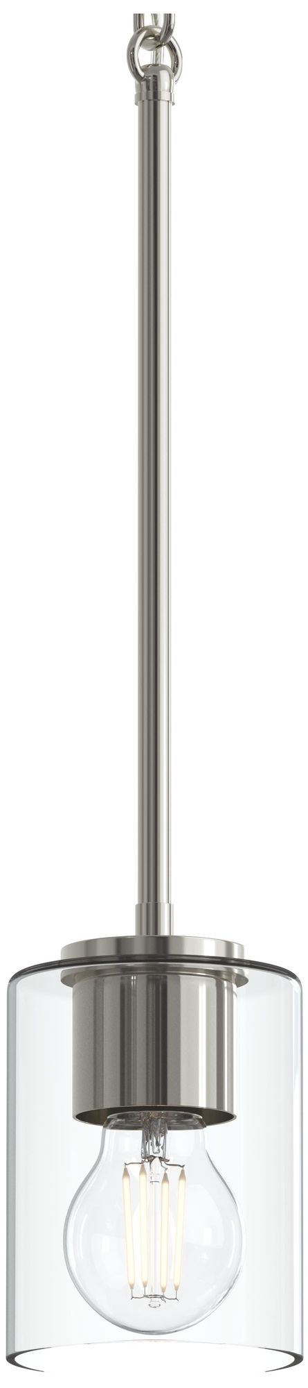 Image 7 Replay Collection 1-Light Polished Nickel Mini-Pendant w/Clear Glass Shade more views