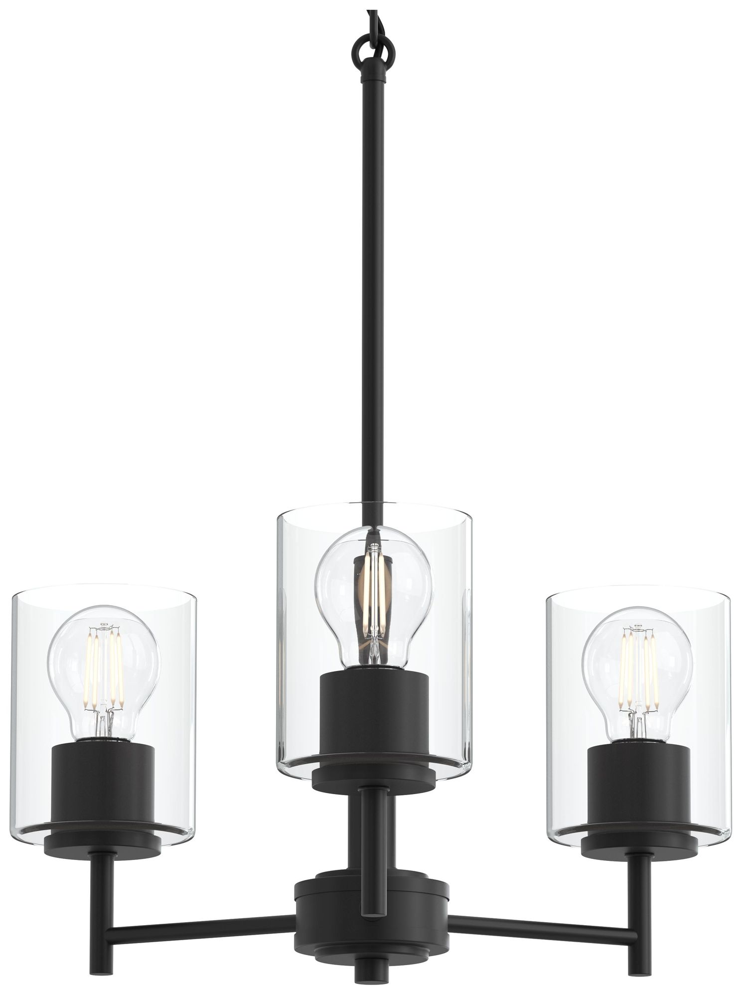 Image 7 Replay Collection 3-Light Black Chandelier with Clear Glass Shades more views