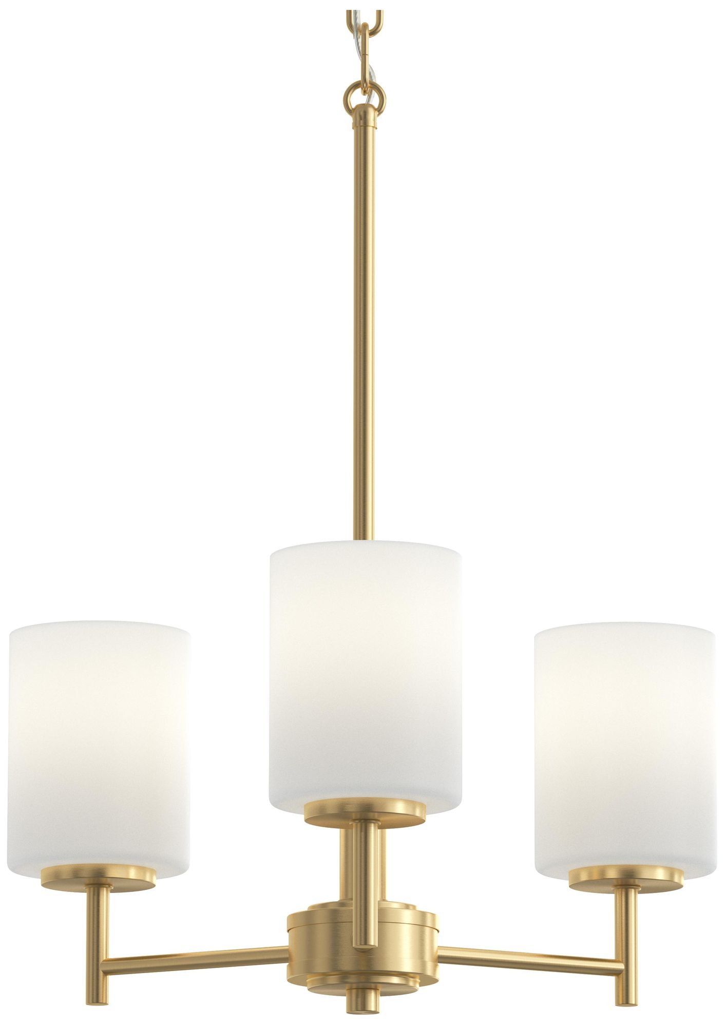 Image 7 Replay Collection 3-Light Brushed Gold Chandelier with Etched Glass Shades more views