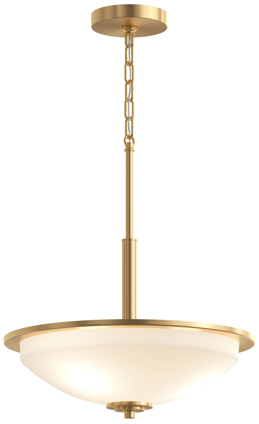 Replay Collection 3-Light Brushed Gold Inverted Pendant with Etched Glass