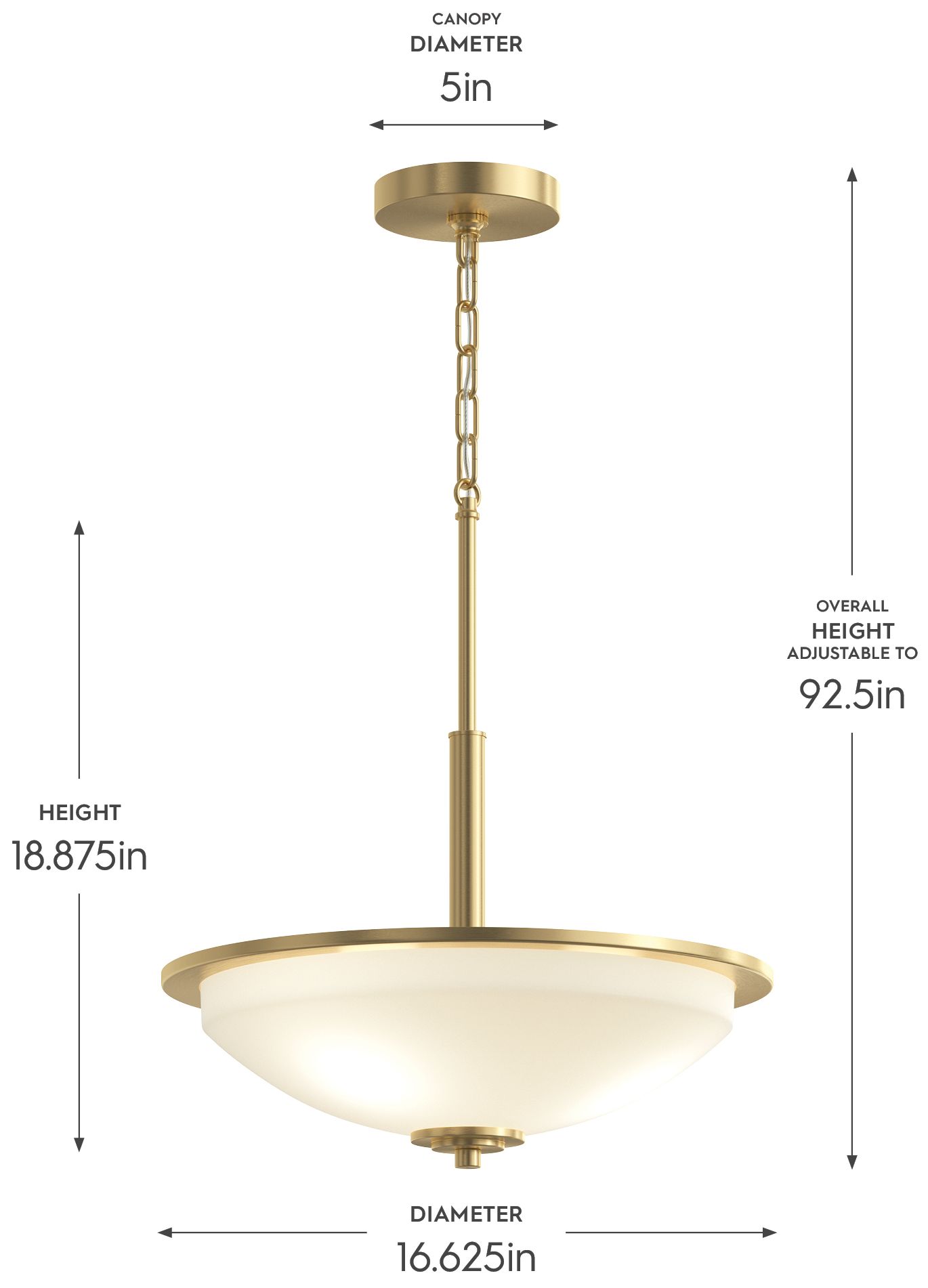 Image 5 Replay Collection 3-Light Brushed Gold Inverted Pendant with Etched Glass more views