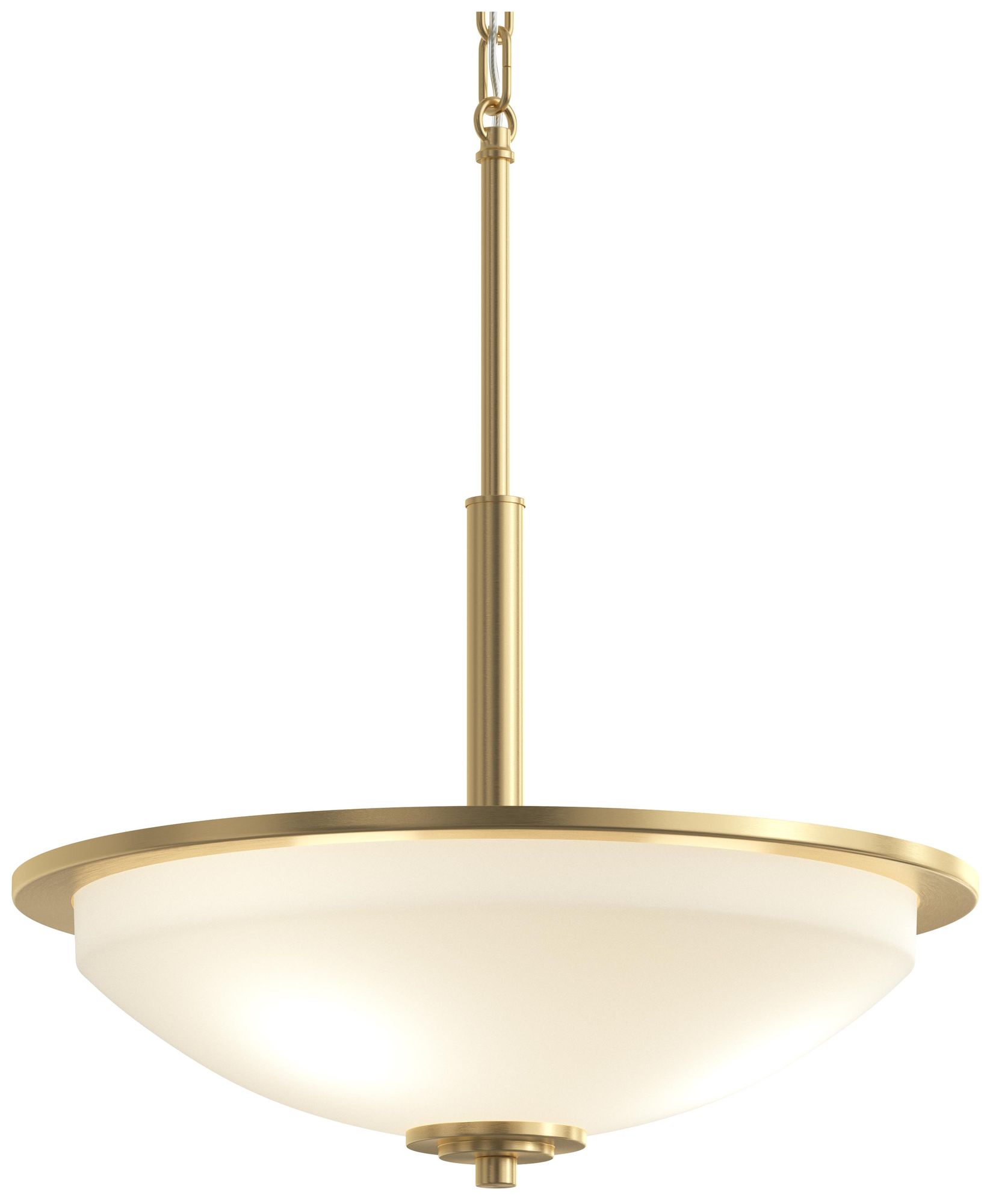 Image 7 Replay Collection 3-Light Brushed Gold Inverted Pendant with Etched Glass more views