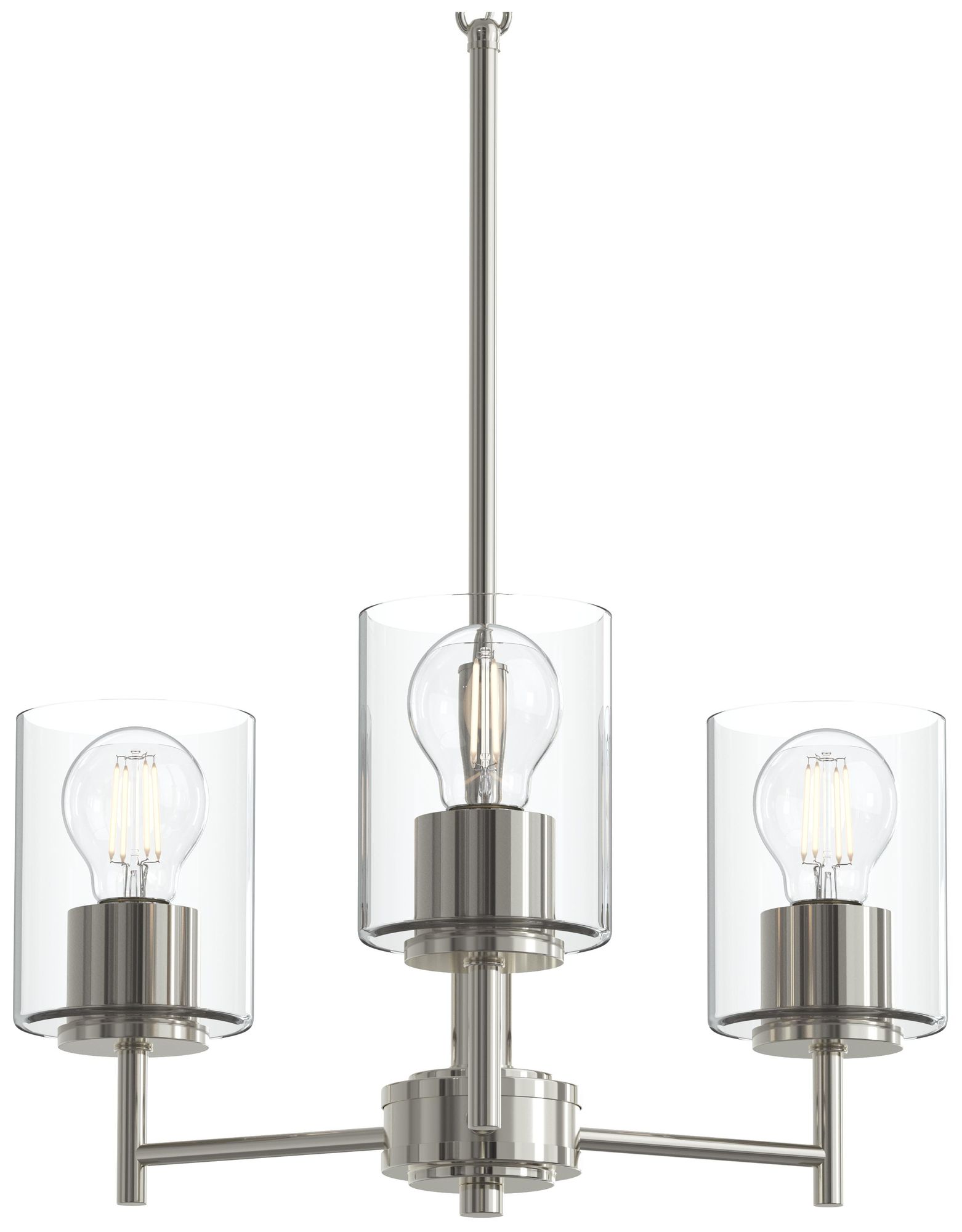 Image 7 Replay Collection 3-Light Polished Nickel Chandelier w/ Clear Glass Shades more views