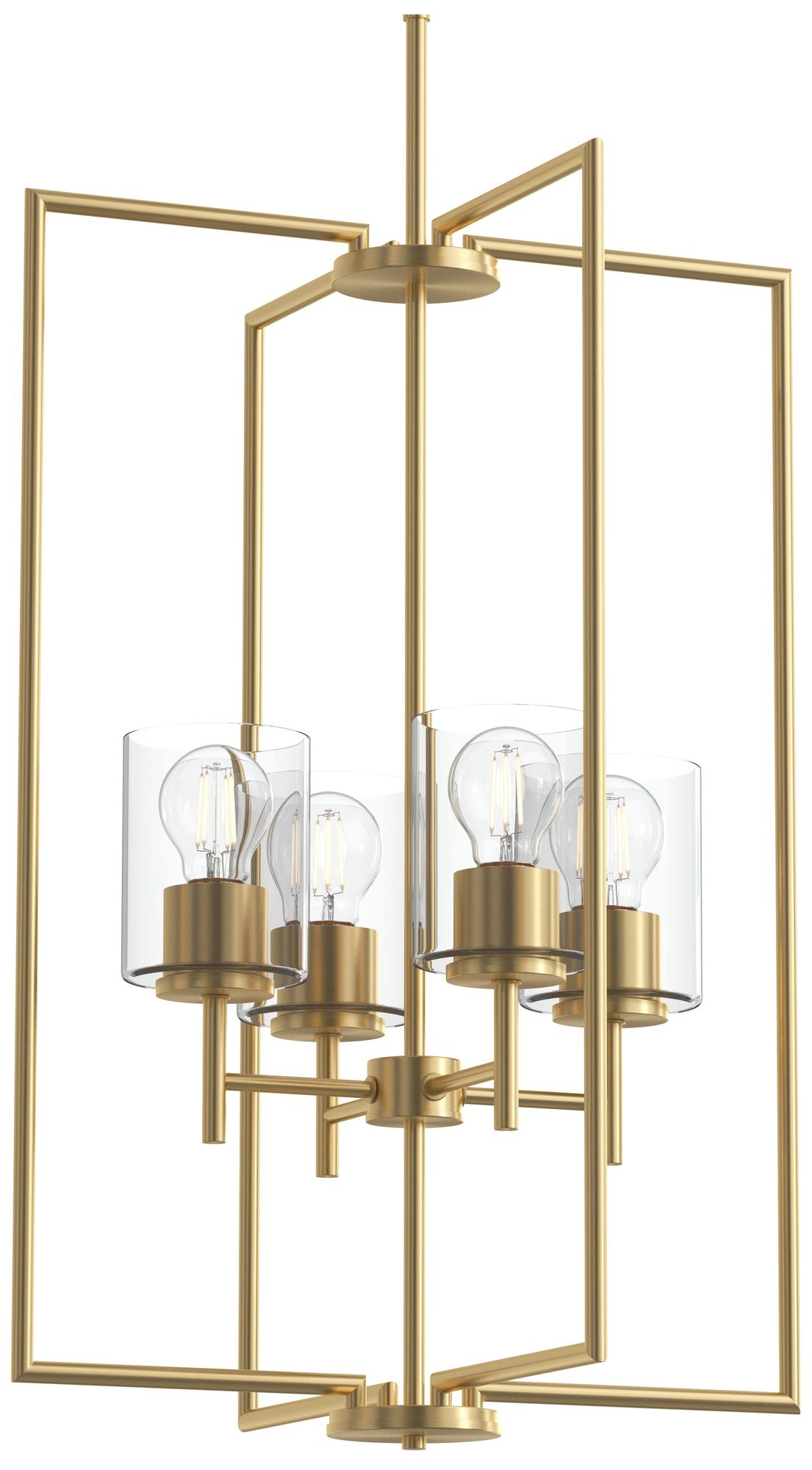 Image 7 Replay Collection 4-Light Brushed Gold Pendant with Clear Glass Shades more views