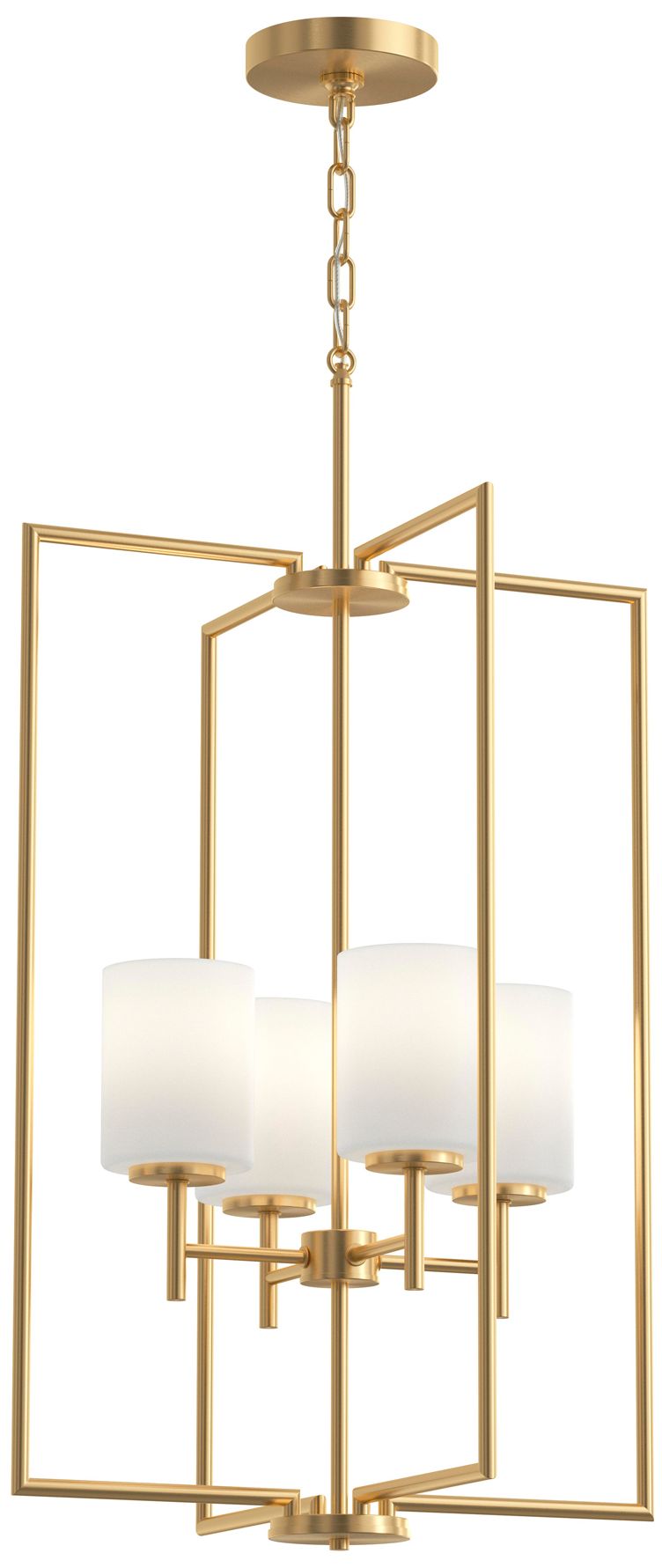 Replay Collection 4-Light Brushed Gold Pendant with Etched Glass Shades