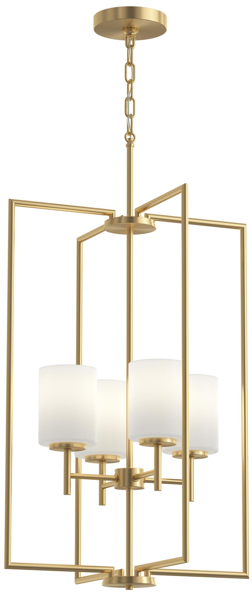 Image 2 Replay Collection 4-Light Brushed Gold Pendant with Etched Glass Shades more views