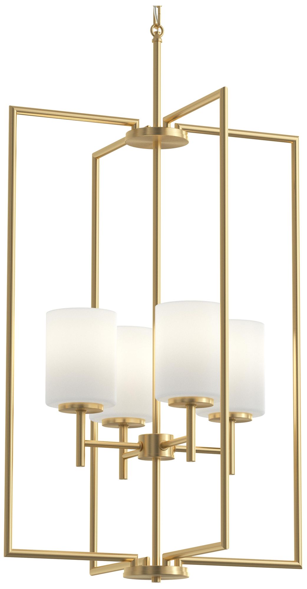 Image 7 Replay Collection 4-Light Brushed Gold Pendant with Etched Glass Shades more views