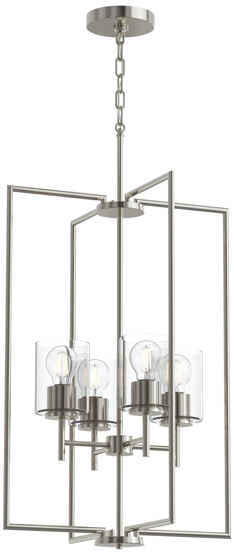 Replay Collection 4-Light Polished Nickel Pendant with Clear Glass Shades