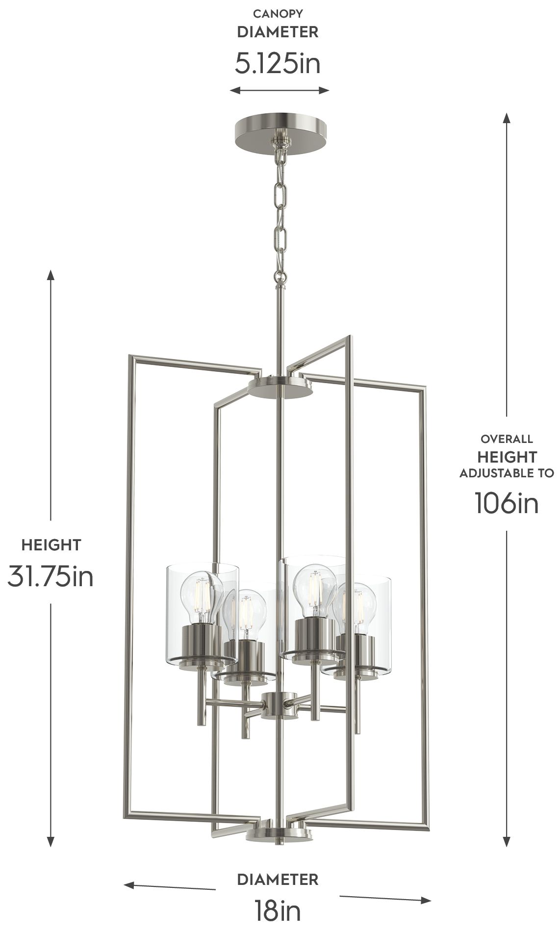 Image 5 Replay Collection 4-Light Polished Nickel Pendant with Clear Glass Shades more views
