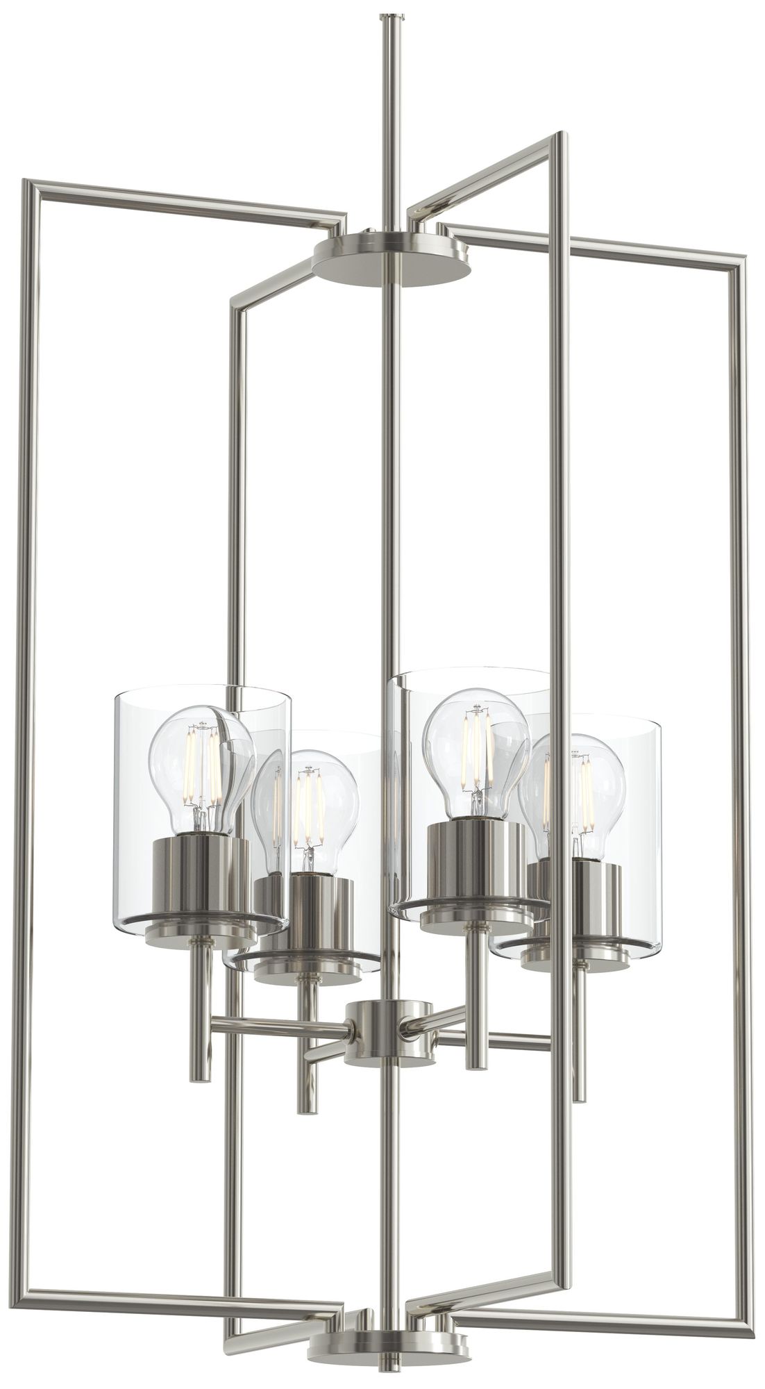 Image 7 Replay Collection 4-Light Polished Nickel Pendant with Clear Glass Shades more views