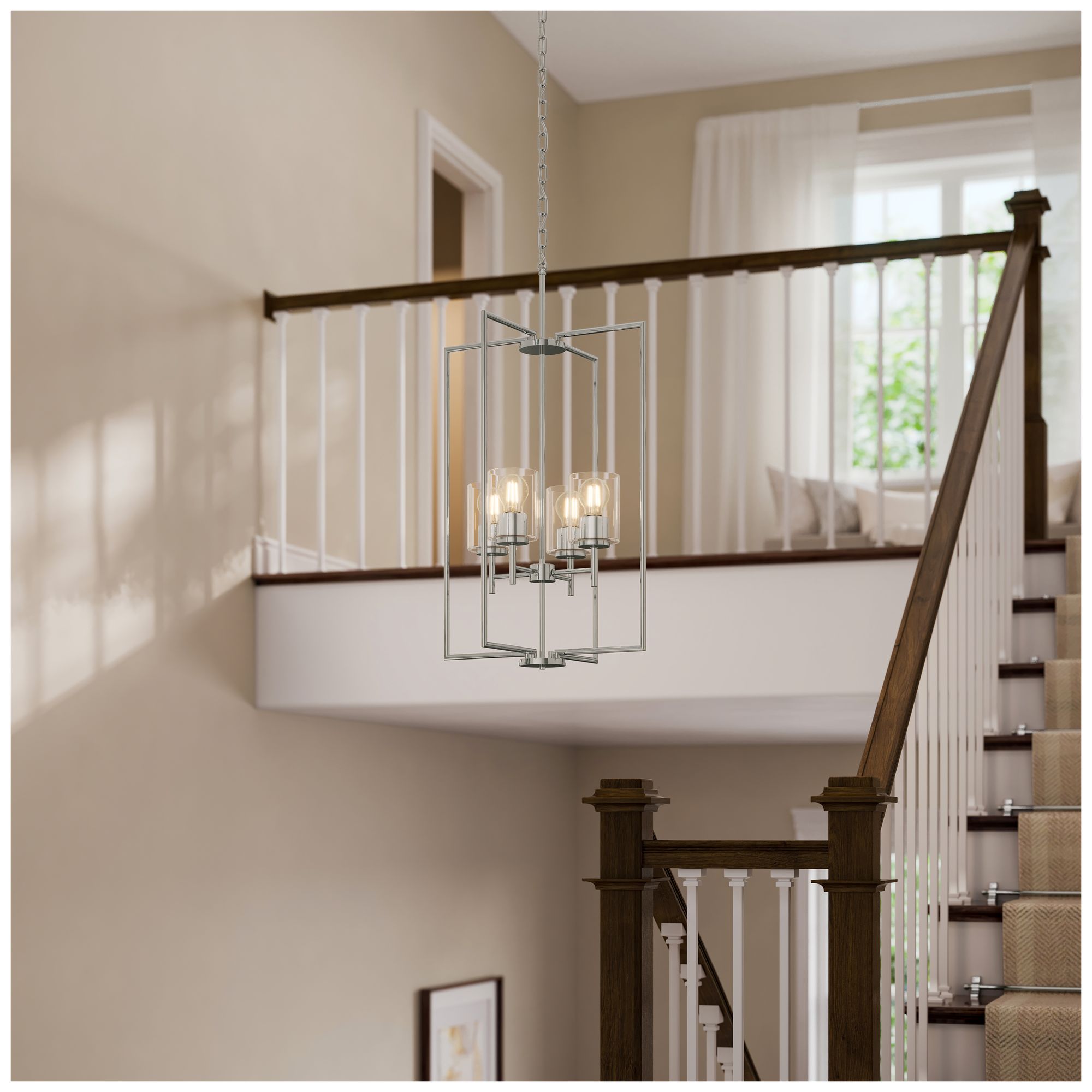 Replay Collection 4-Light Polished Nickel Pendant with Clear Glass Shades