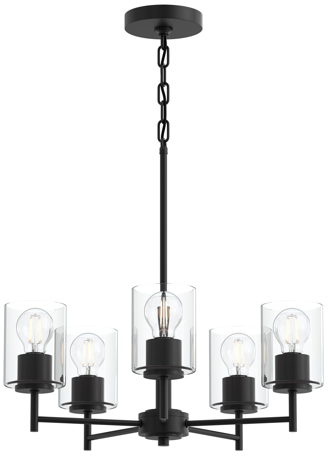 Replay Collection 5-Light Black Chandelier with Clear Black Shades