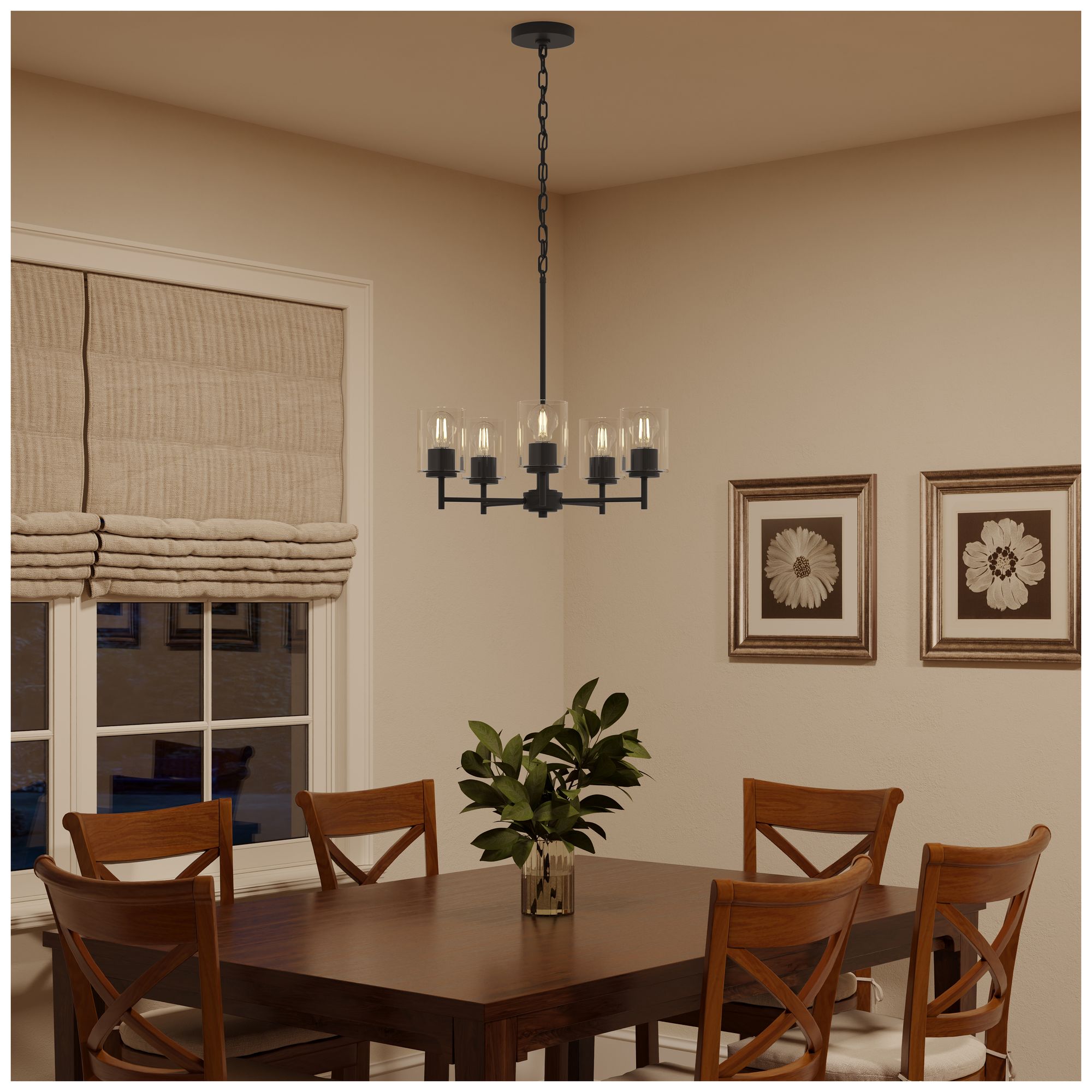 Image 4 Replay Collection 5-Light Black Chandelier with Clear Black Shades more views
