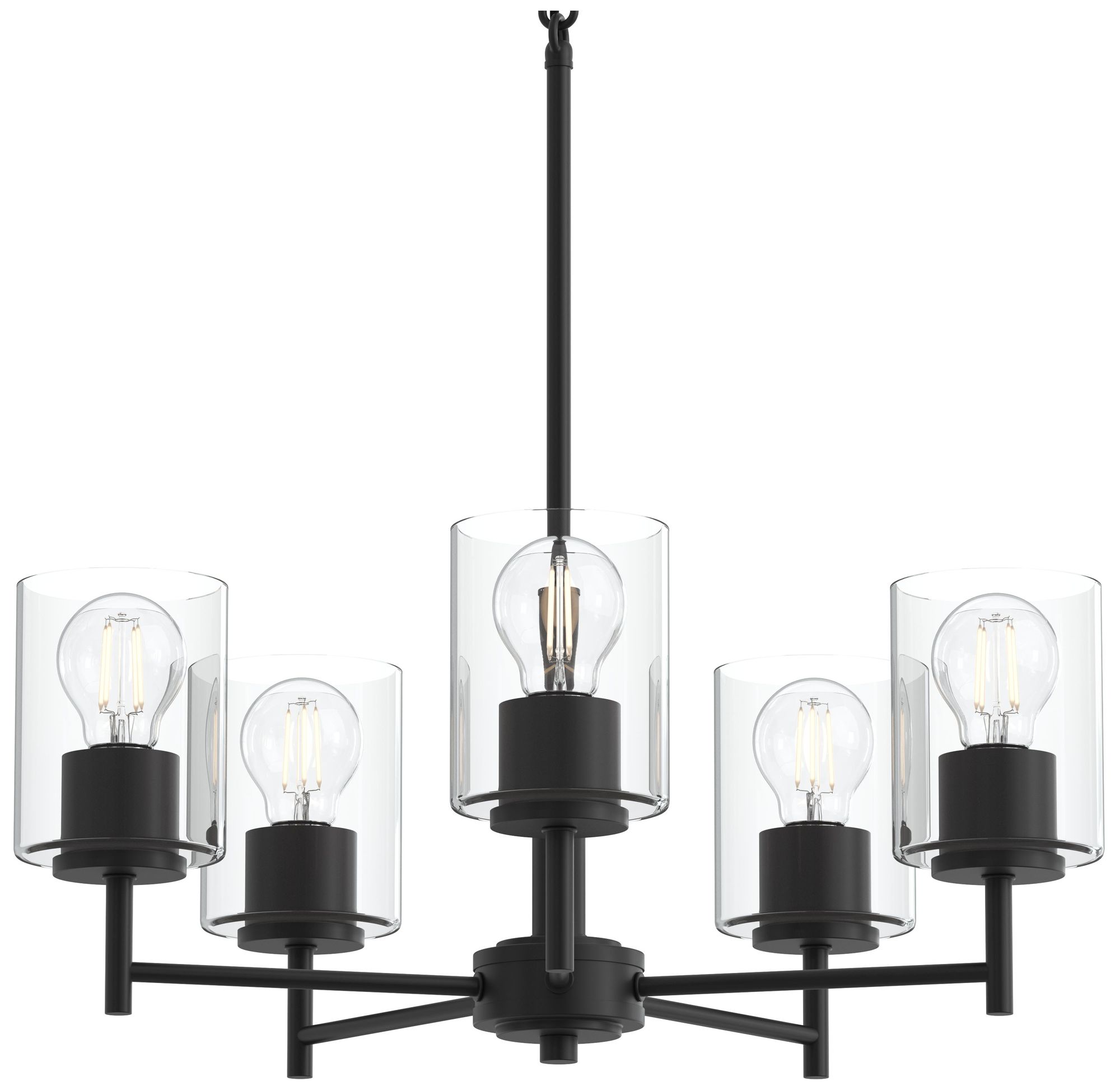 Image 7 Replay Collection 5-Light Black Chandelier with Clear Black Shades more views